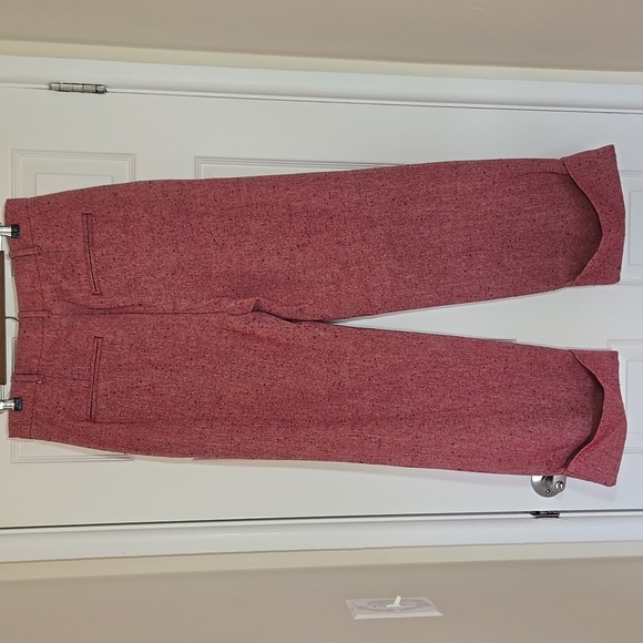 Free People Selina Tweed Wide Leg Cuffed Pants Pink Rose Women’s Size 10 - Picture 8 of 17